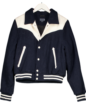 Mother Navy Blue The Western Varsity Bomber Jacket UK L