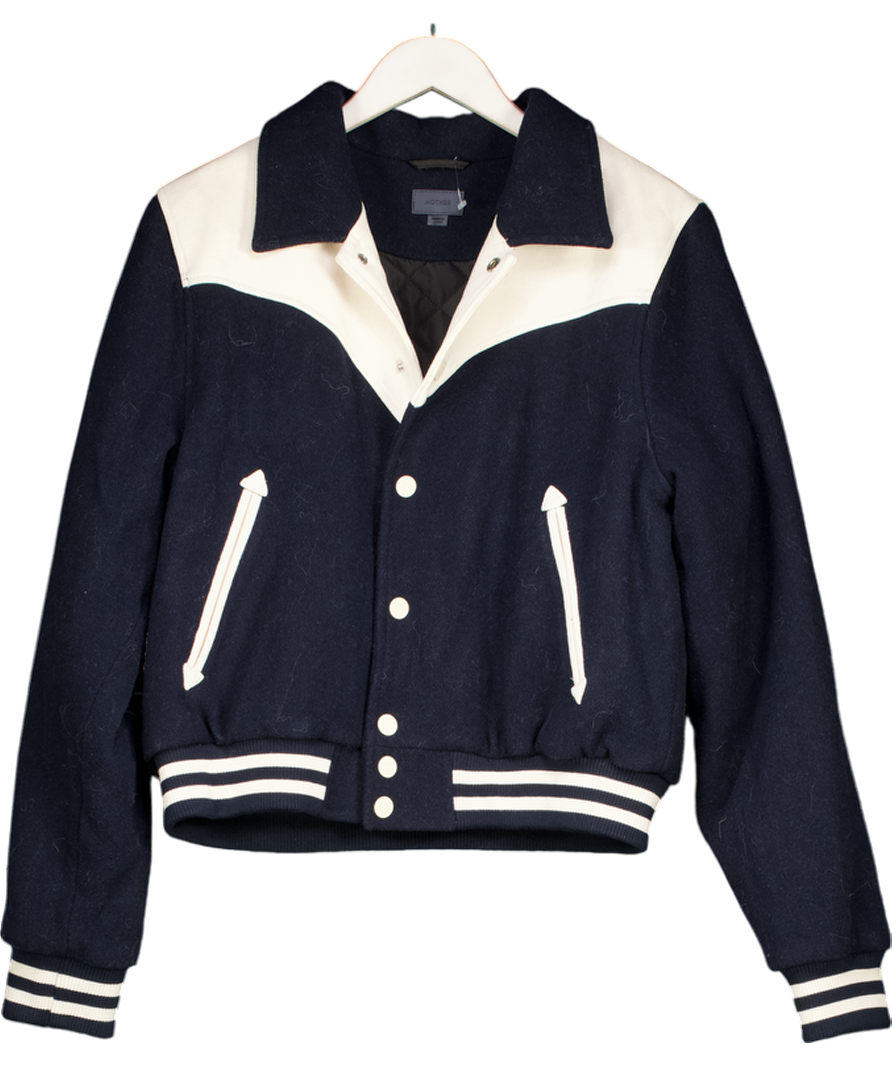 Mother Navy Blue The Western Varsity Bomber Jacket UK L