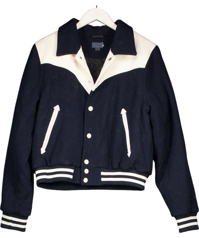 Mother Navy Blue The Western Varsity Bomber Jacket UK L