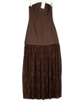 NA-KD Chocolate Brown Bandeau Sculptural Lace Skirt Dress UK 6