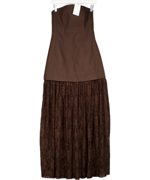 NA-KD Chocolate Brown Bandeau Sculptural Lace Skirt Dress UK 6