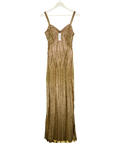 KAREN MILLEN Olive Green / Gold Beaded Maxi Dress UK 6