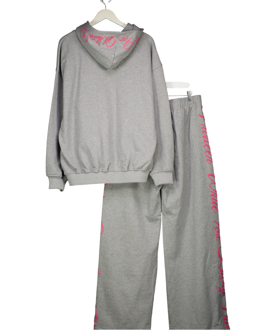 White Fox Grey Lucky Thirteen Shaya Oversized Hoodie (s/m) And Jogger Set UK L