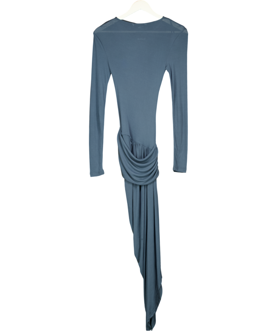 ZARA Blue Long Sleeve Drape Detail Maxi Dress UK S – Reliked