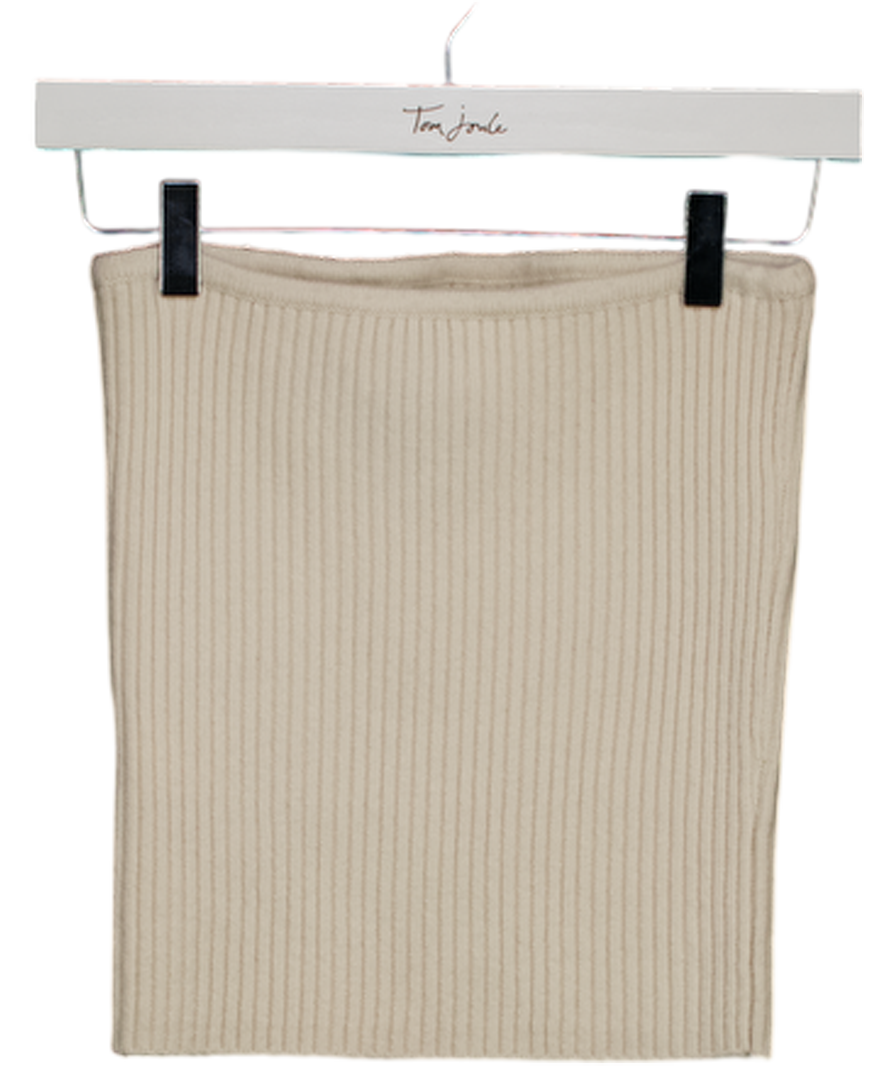 almada label Cream Lou Cashmere Wool Blend Strapless Top UK M