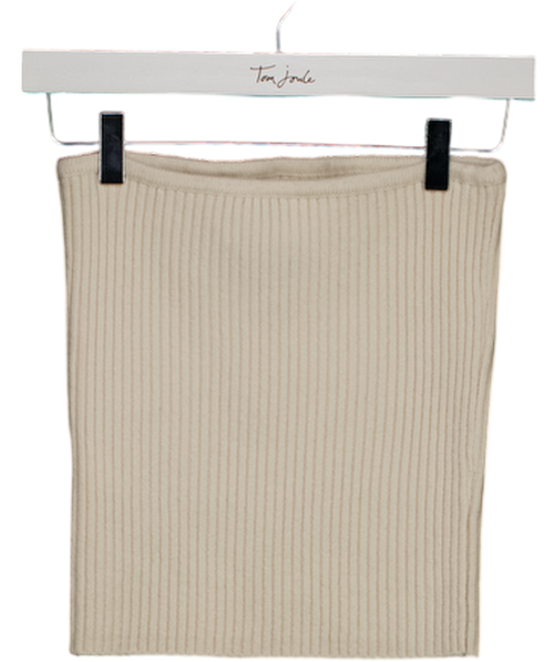 almada label Cream Lou Cashmere Wool Blend Strapless Top UK M