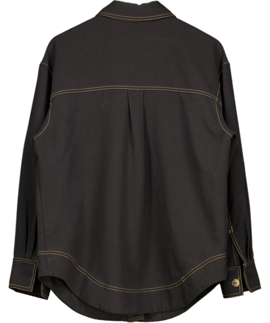 WAREHOUSE Black Contrast Stitch Oversize Shirt UK 10