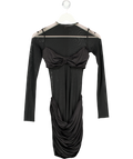 Oh Polly Black Sheer Panelled Long Sleeve Mini Dress UK 8