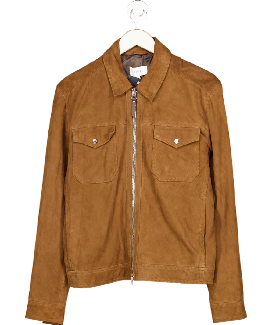 REISS Brown Suede Zip Through Jacket UK M