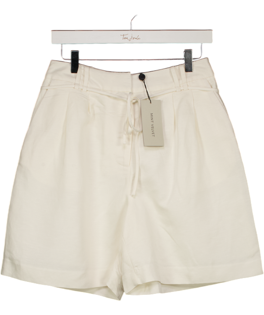 MINT VELVET Ivory White Linen Blend Tailored Shorts UK 10