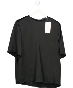 ZARA Black Zw Collection Satin Top With Shoulder Pads UK S