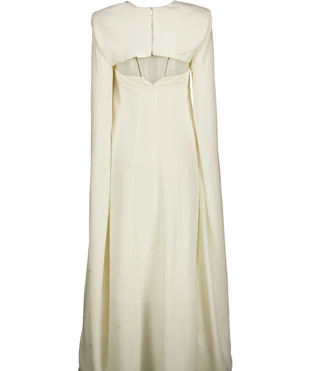 KAREN MILLEN Petite Cream Tailored Drama Cape Maxi Dress UK 8