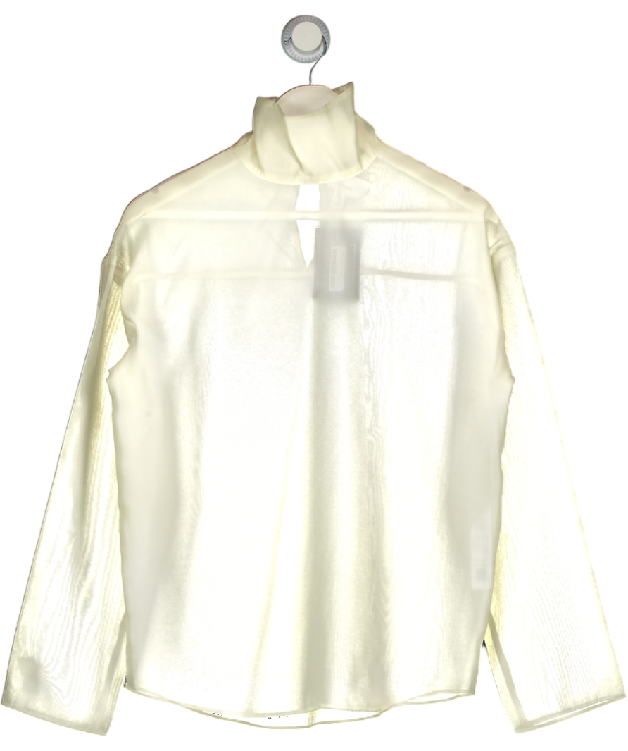 TOPSHOP Cream Funnel Neck Long Sleeve Organza Top In Champagne UK 8