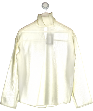 TOPSHOP Cream Funnel Neck Long Sleeve Organza Top In Champagne UK 8