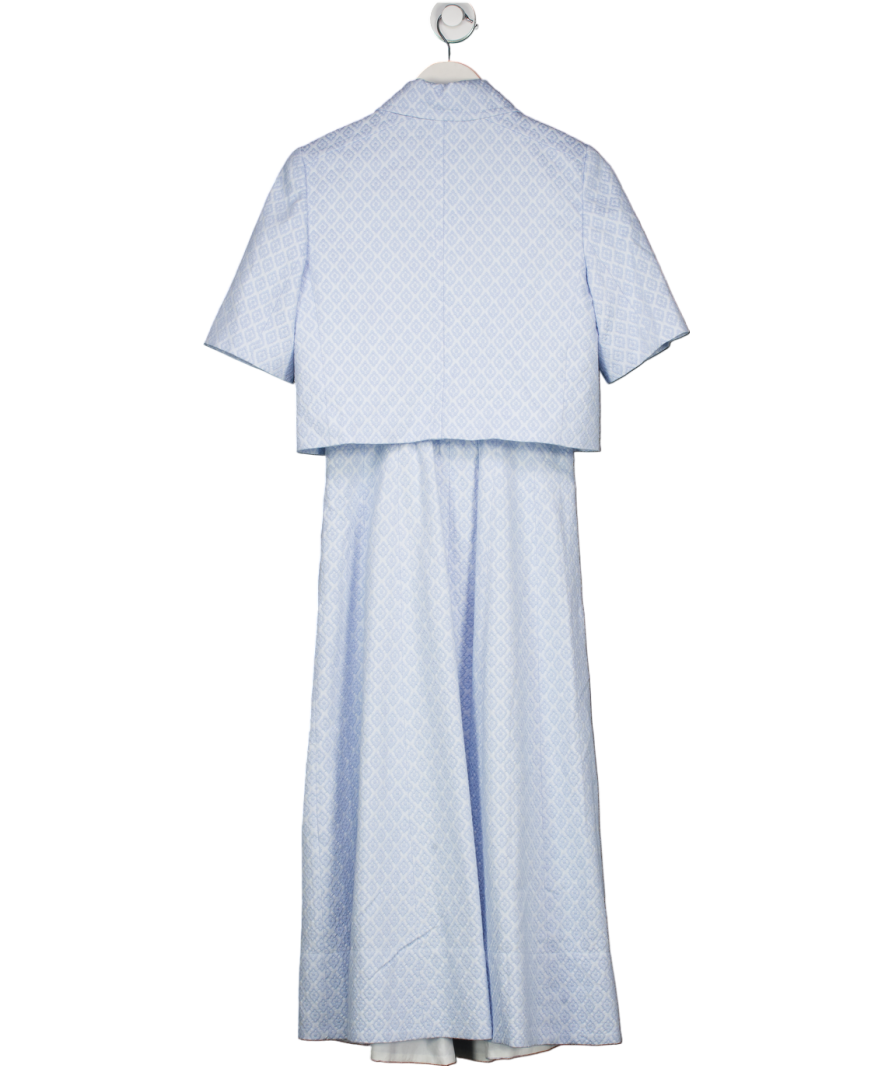 ME + EM Blue 2-piece Jacquard Cropped Jacket And Fit And Flare Midi Dress UK 8