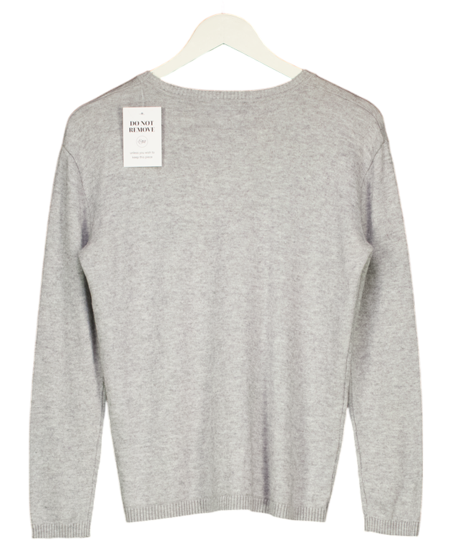 Hush Grey Bamboo Wool Blend Lightning bolt Crew Jumper UK S