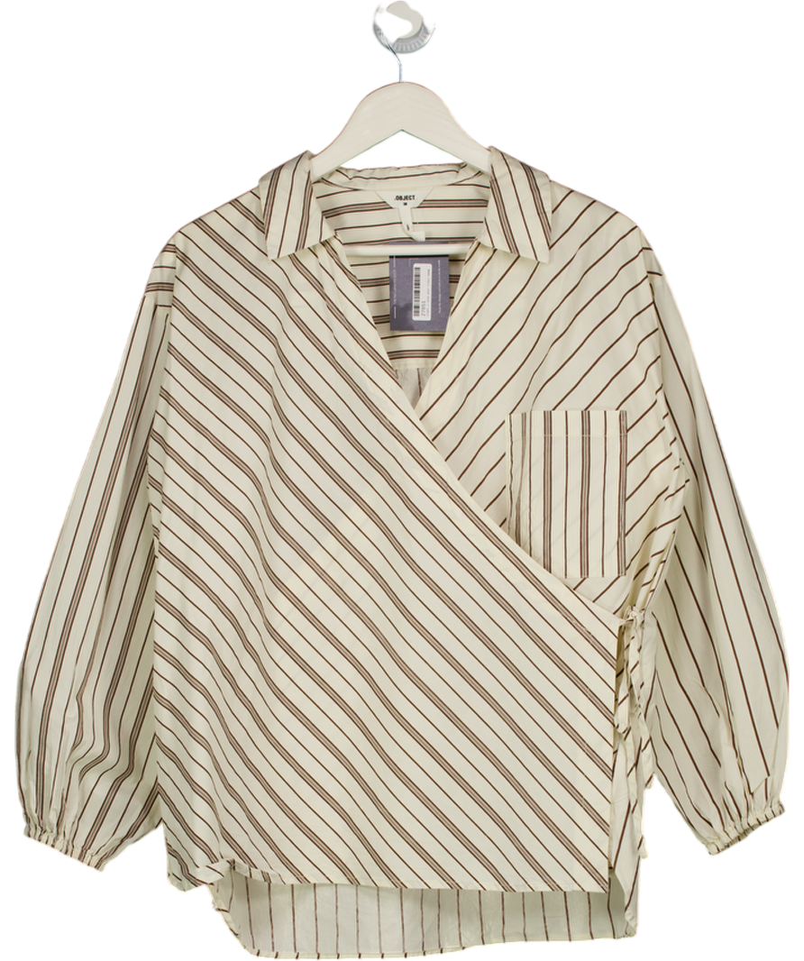 OBJECT Ivroy / Brown Striped Wrap Shirt UK 10