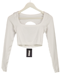Bo + Tee White Seamless Soft Rib Cut-out Crop Top UK S