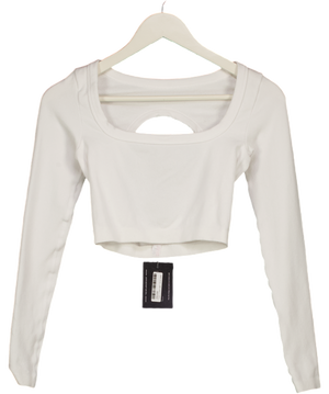 Bo + Tee White Seamless Soft Rib Cut-out Crop Top UK S