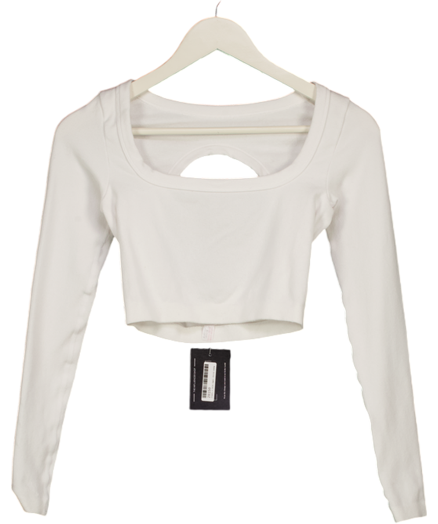 Bo + Tee White Seamless Soft Rib Cut-out Crop Top UK S