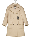 KAREN MILLEN Beige Wool Blend Patch Pocket Tailored Midi Coat UK 10