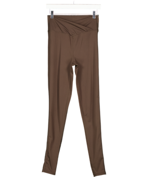THE COUTURE CLUB Brown Sculpting Stretch Crossover Waistband Leggings UK 12