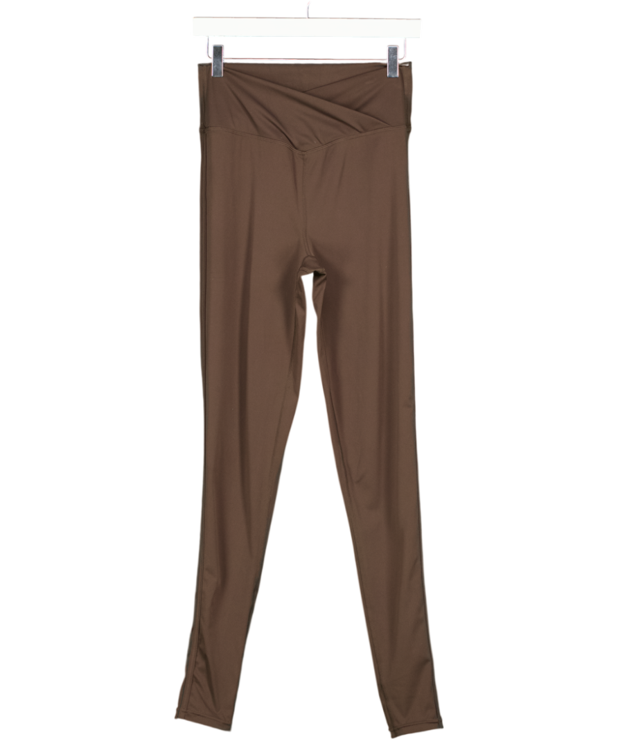 THE COUTURE CLUB Brown Sculpting Stretch Crossover Waistband Leggings UK 12