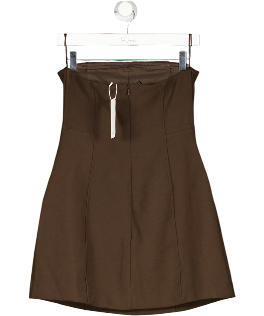 MANGO Chocolate Brown Flared Mini Dress UK S