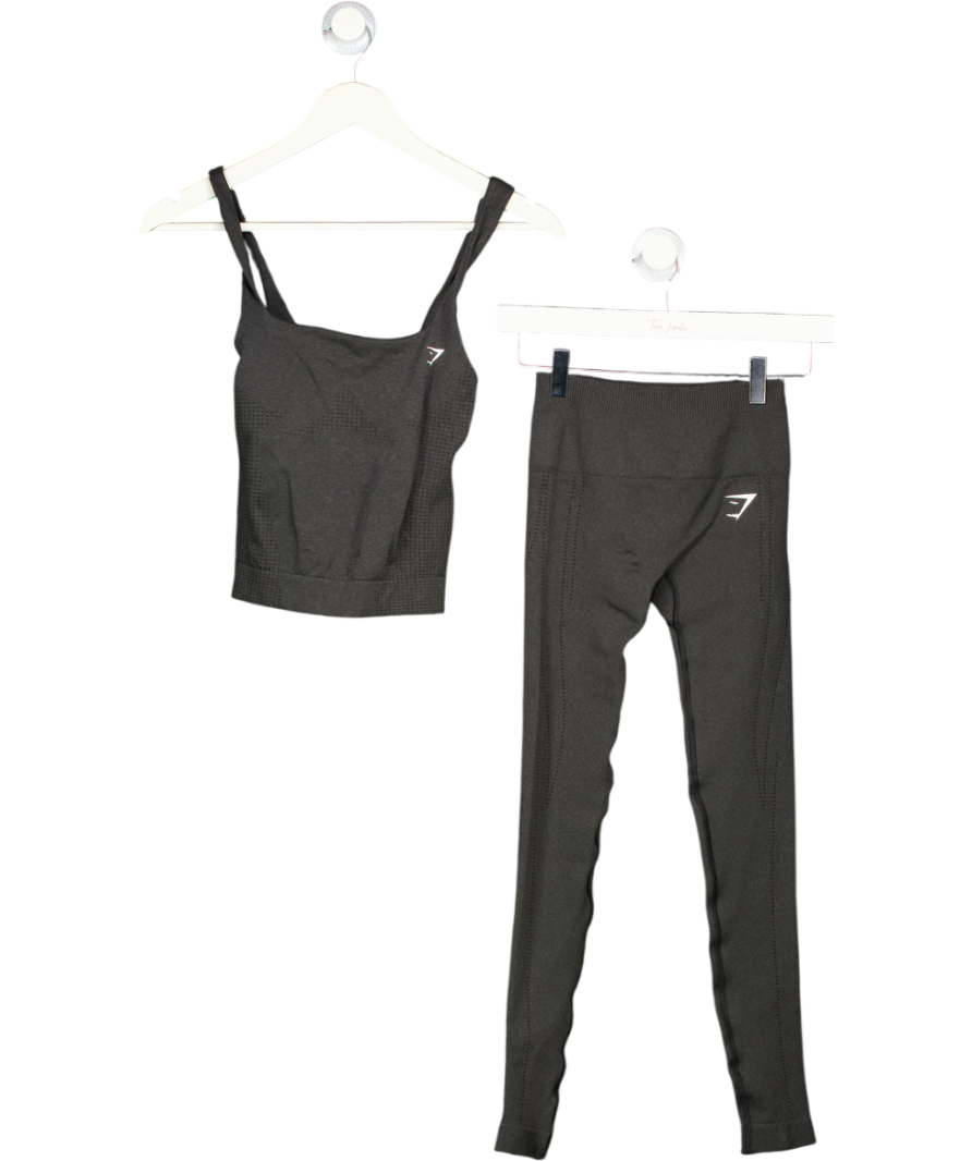 gymshark Grey Vital Halter Neck Tank Top & Leggings UK XS