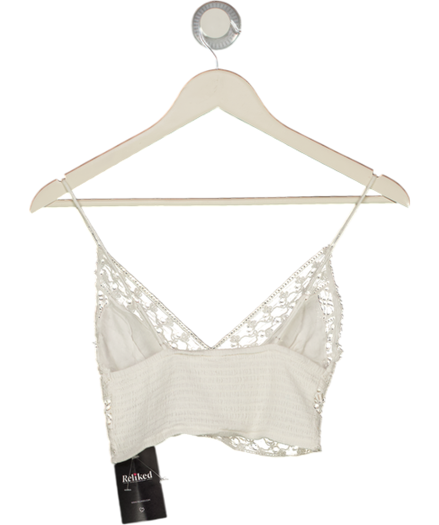 Free People White Cotton Lace Bralette Top UK XS