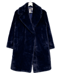 Apparis X Mansur Gavriel Navy Blue Faux Fur Coat UK XS