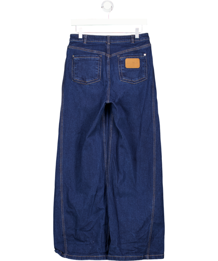 LOUNGE Blue Dipped-waist Wide-leg Jeans UK 8