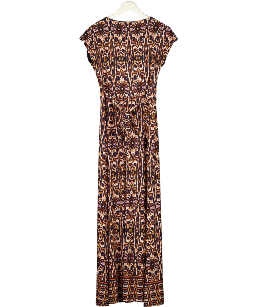 MONSOON Navy Blue / Orange Floral Jersy Maxi Dress UK 14