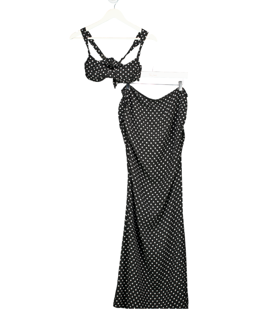 Outcast Black Beatrice Polka Dot Top And Skirt Set UK S