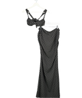 Outcast Black Beatrice Polka Dot Top And Skirt Set UK S