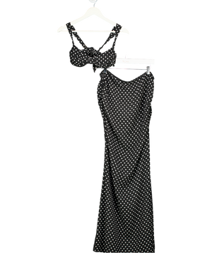 Outcast Black Beatrice Polka Dot Top And Skirt Set UK S