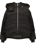 MANIERE DE VOIR Black Boucle Panel Puffer Coat With Detachable Hood UK S