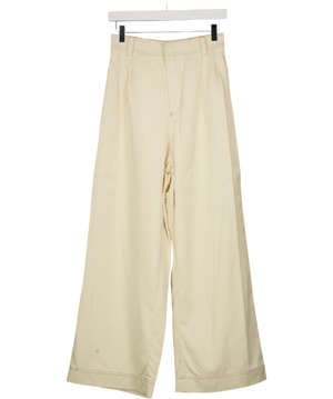 SANCIA Cream Contrast Stitch Wide Leg Trousers UK S
