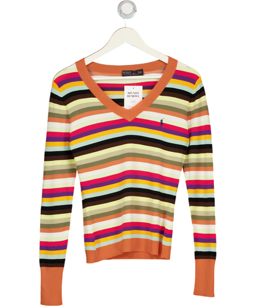 Polo Ralph Lauren Multicoloured Striped V-neck Knitted Jumper UK M