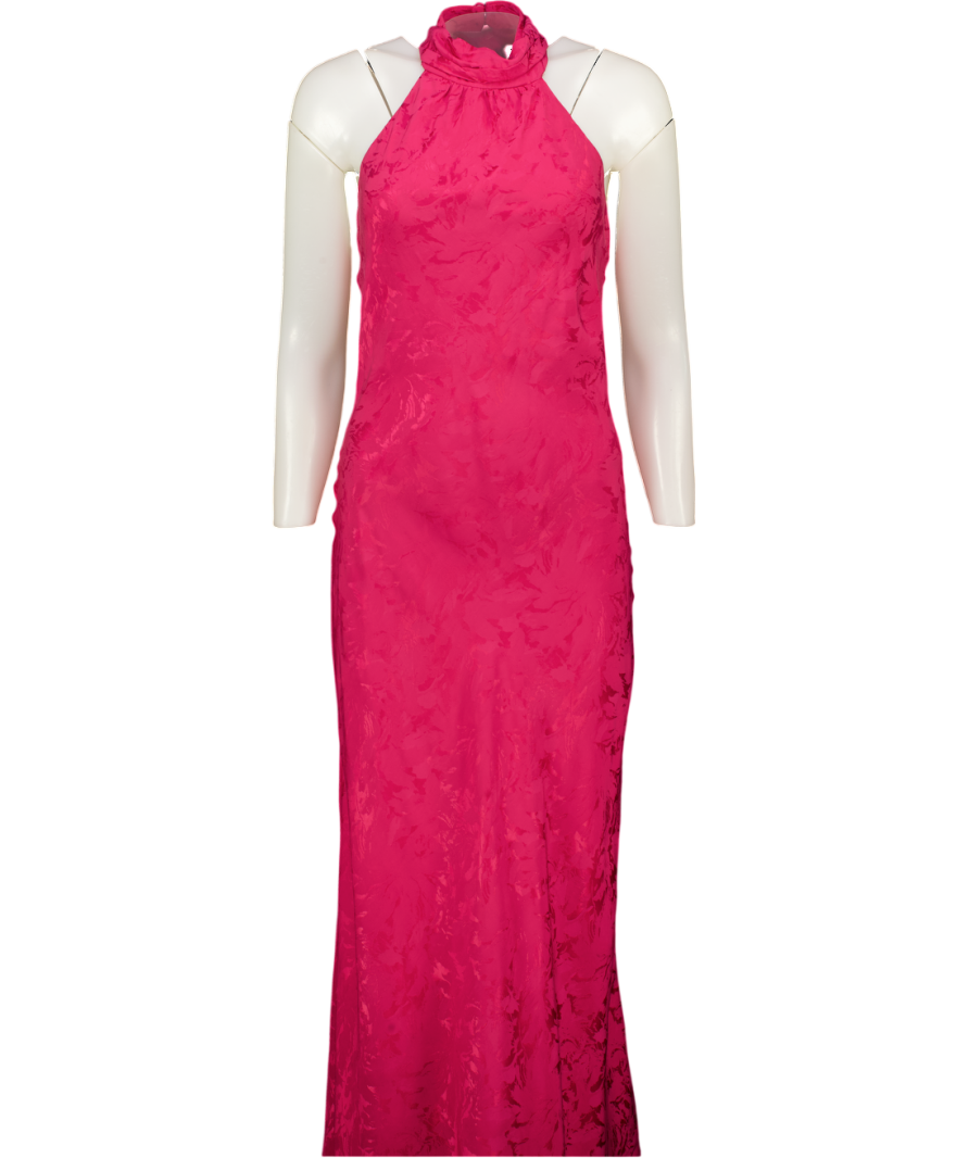 NOBODY'S CHILD Pink Floral Jacquard Fifi Maxi Dress UK 10