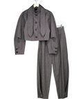 River Island Grey Long Sleeve Tie Neck Jacket & Tapered Trousers UK 6