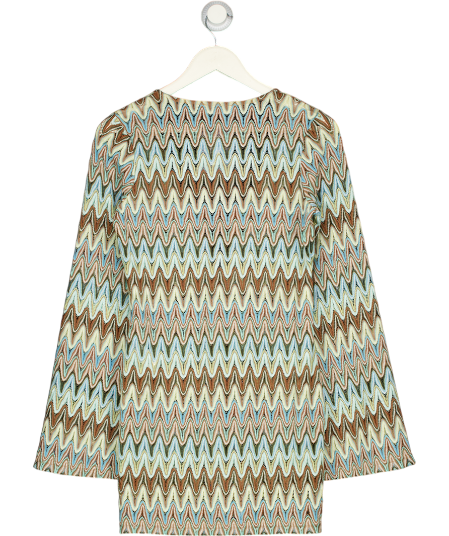 4th & Reckless Blue / Brown Zig Zag Knot Cover Up Dress UK 8