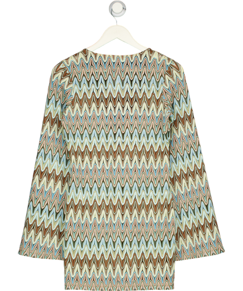 4th & Reckless Blue / Brown Zig Zag Knot Cover Up Dress UK 8