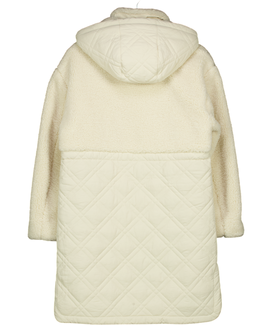 F&F Quilted Borg Panel Longline Coat In Cream UK S