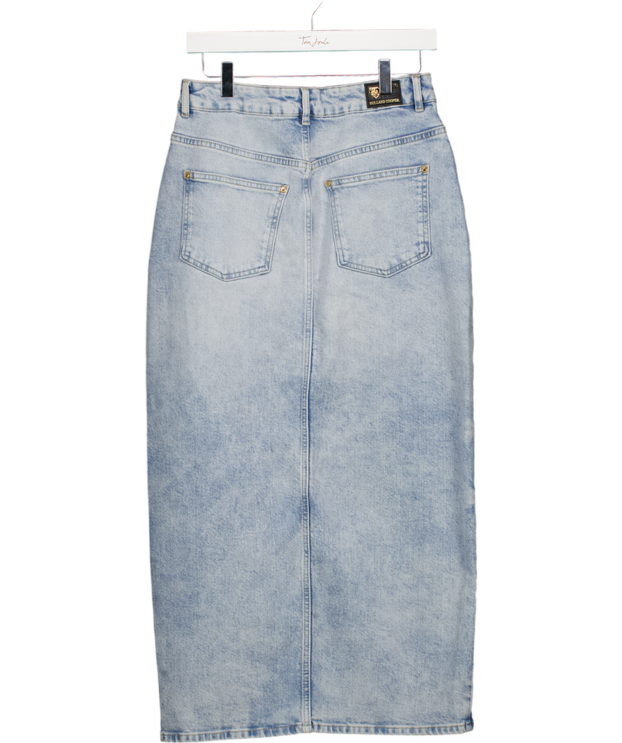 Holland Cooper Blue Grey Herringbone Wide Leg Trousers UK 10