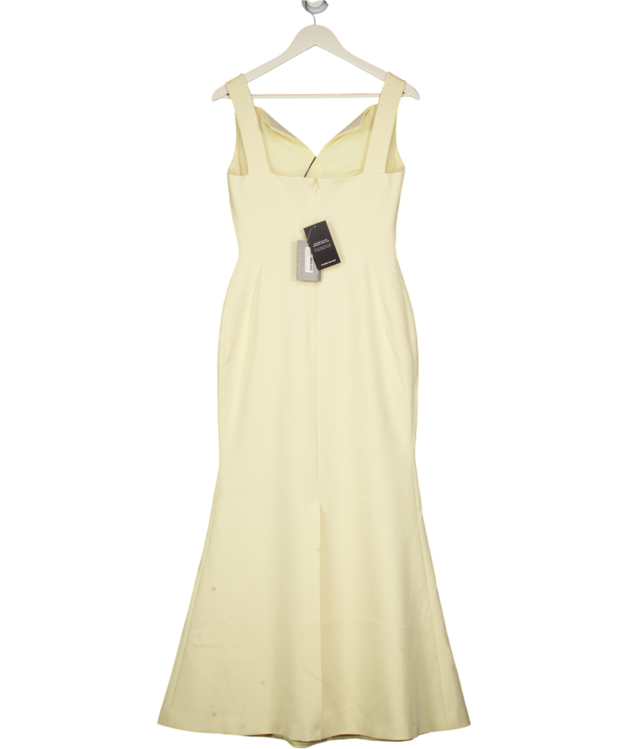 KAREN MILLEN Pale Yellow High Neck Clean Pencil Midi Dress UK 8