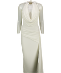 CLUB L White Halterneck Drape Front Maxi Dress UK 8