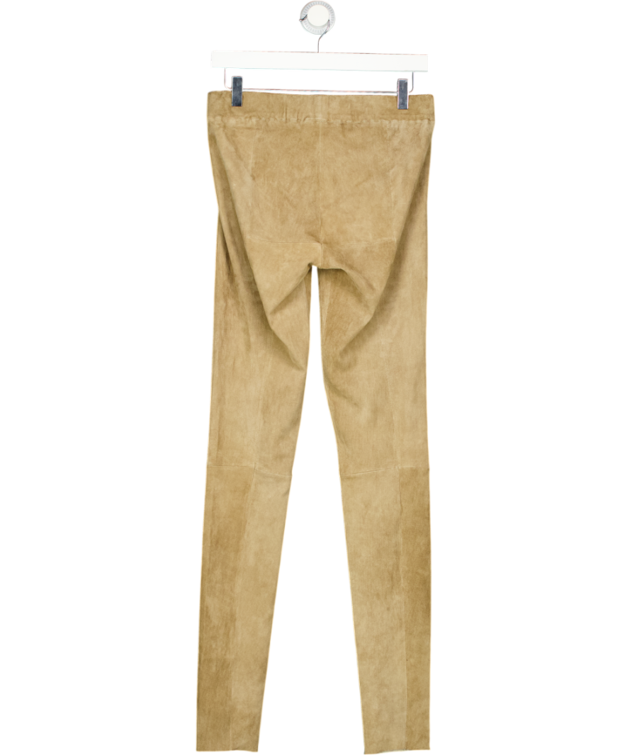 Allude Brown Bc1a Lamb Leather Leggings UK M