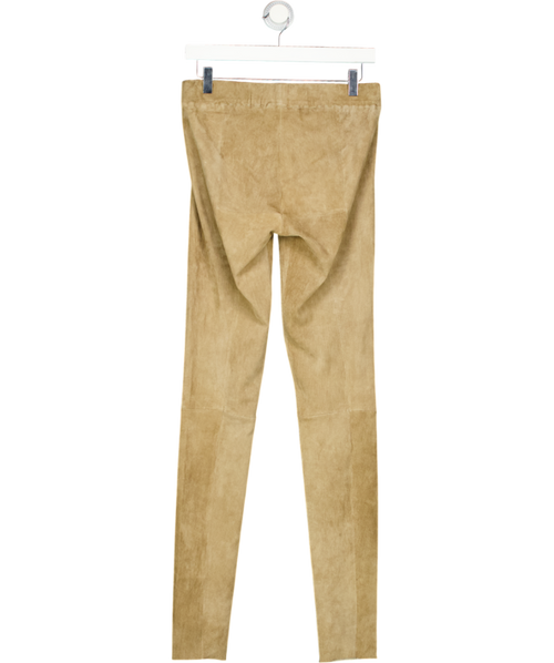 Allude Brown Bc1a Lamb Leather Leggings UK M