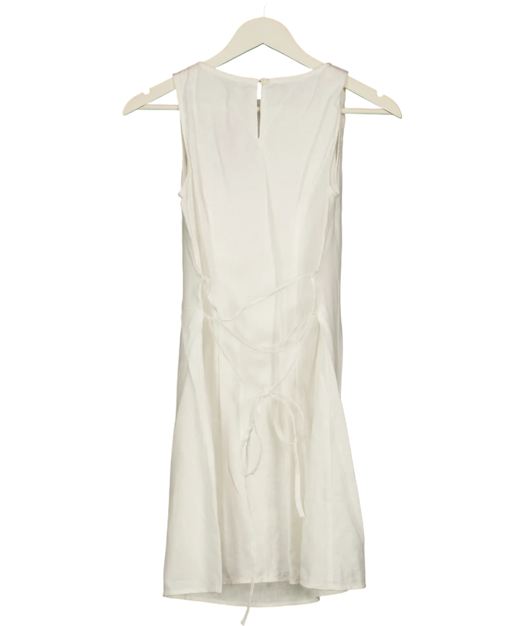 Andrea Tang White Draw String Summer Dress UK S